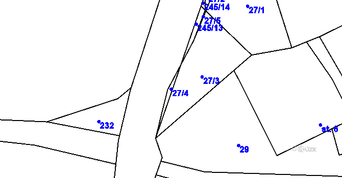 Parcela st. 27/4 v KÚ Čečkov, Katastrální mapa