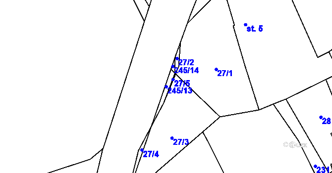 Parcela st. 245/13 v KÚ Čečkov, Katastrální mapa