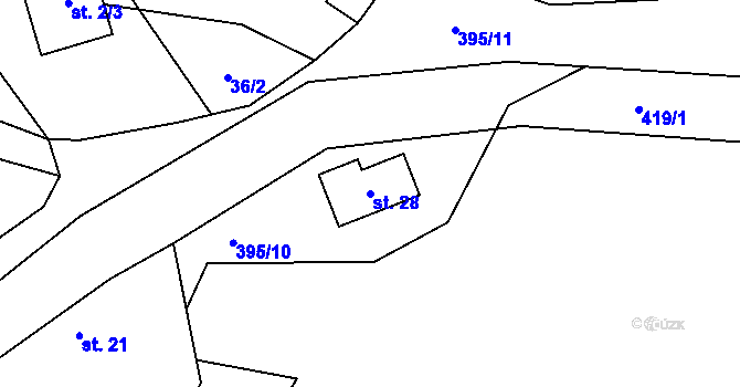 Parcela st. 28 v KÚ Nosákov, Katastrální mapa