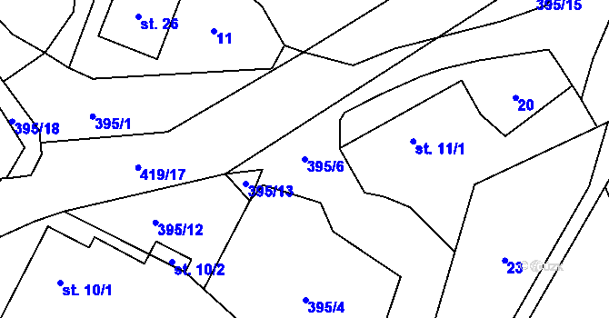 Parcela st. 395/6 v KÚ Nosákov, Katastrální mapa