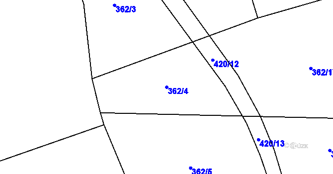 Parcela st. 362/4 v KÚ Nosákov, Katastrální mapa