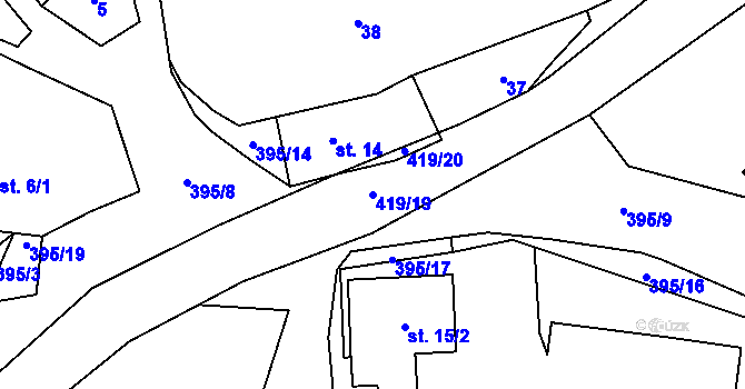 Parcela st. 419/19 v KÚ Nosákov, Katastrální mapa