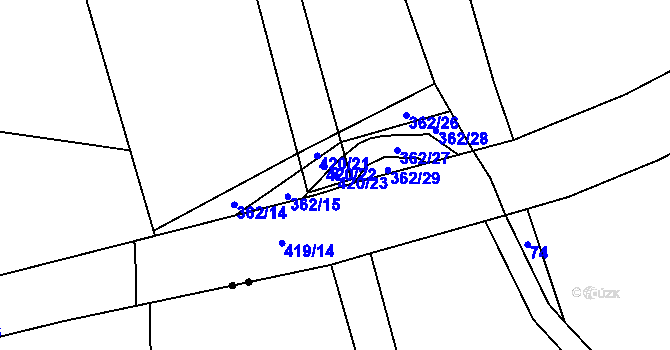 Parcela st. 420/23 v KÚ Nosákov, Katastrální mapa