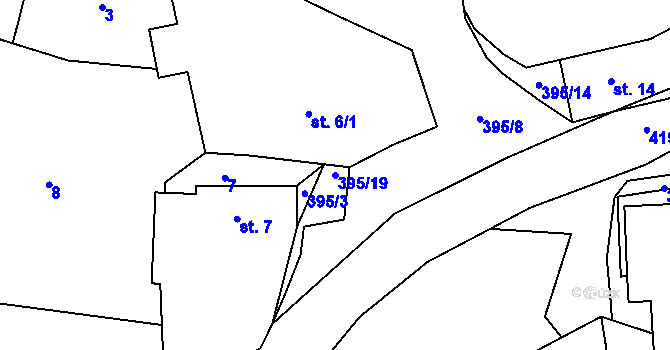 Parcela st. 395/19 v KÚ Nosákov, Katastrální mapa