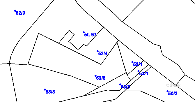 Parcela st. 52/4 v KÚ Odlochovice, Katastrální mapa