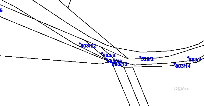 Parcela st. 803/4 v KÚ Odlochovice, Katastrální mapa