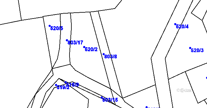 Parcela st. 803/8 v KÚ Odlochovice, Katastrální mapa