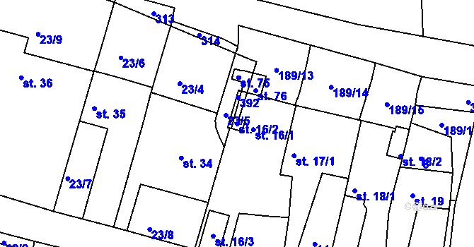 Parcela st. 16/2 v KÚ Čenkov, Katastrální mapa