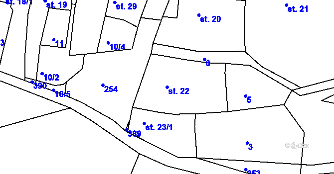 Parcela st. 22 v KÚ Čenkov, Katastrální mapa