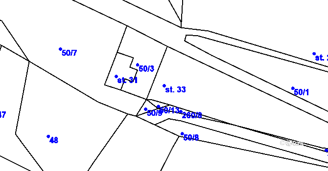 Parcela st. 33 v KÚ Čenkov, Katastrální mapa