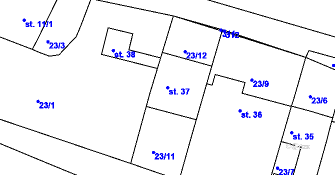 Parcela st. 37 v KÚ Čenkov, Katastrální mapa