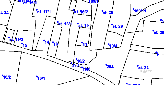 Parcela st. 11 v KÚ Čenkov, Katastrální mapa