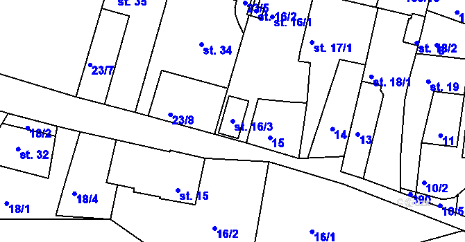 Parcela st. 16/3 v KÚ Čenkov, Katastrální mapa