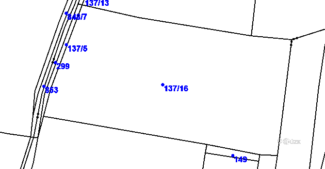 Parcela st. 137/16 v KÚ Dolínek, Katastrální mapa