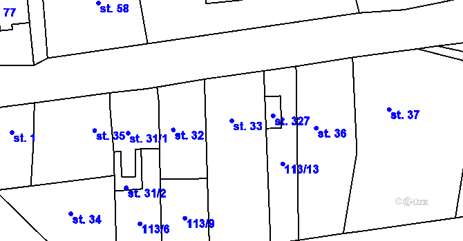 Parcela st. 33 v KÚ Dolínek, Katastrální mapa