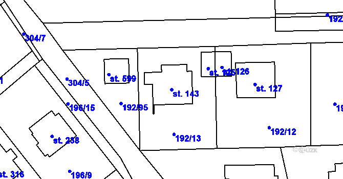 Parcela st. 143 v KÚ Dolínek, Katastrální mapa