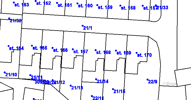 Parcela st. 168 v KÚ Dolínek, Katastrální mapa