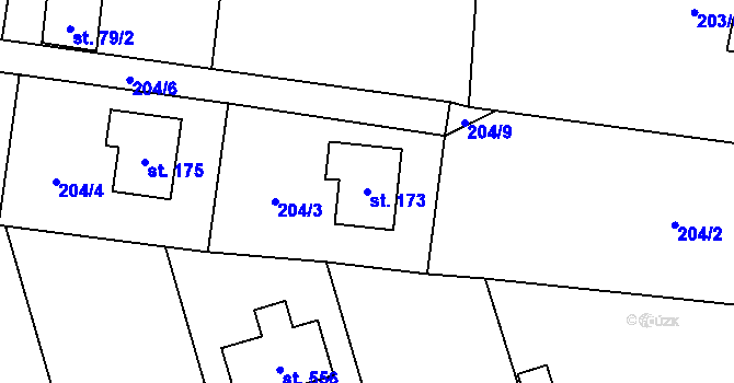 Parcela st. 173 v KÚ Dolínek, Katastrální mapa