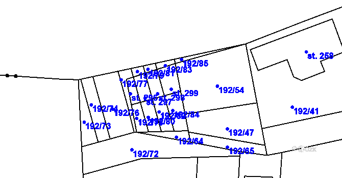 Parcela st. 299 v KÚ Dolínek, Katastrální mapa