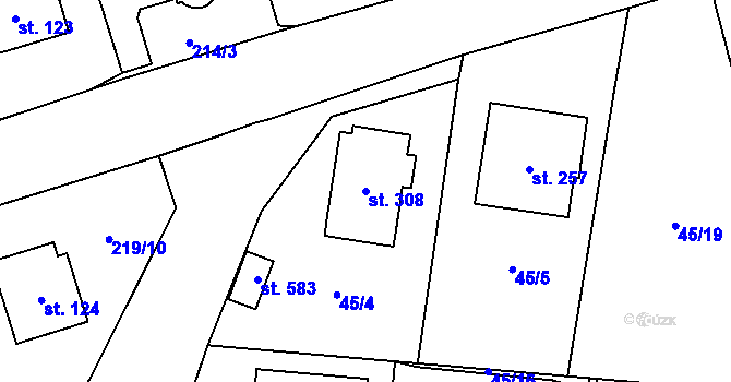 Parcela st. 308 v KÚ Dolínek, Katastrální mapa