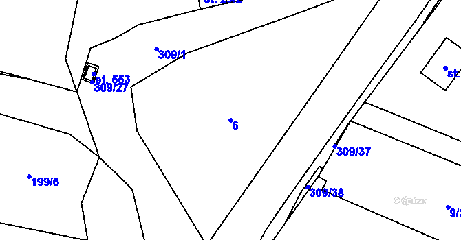 Parcela st. 6 v KÚ Dolínek, Katastrální mapa