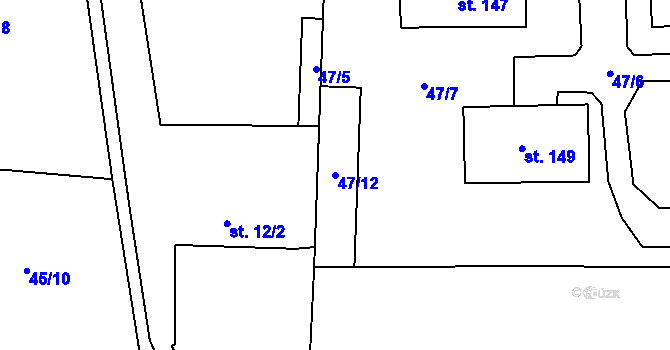 Parcela st. 47/12 v KÚ Dolínek, Katastrální mapa