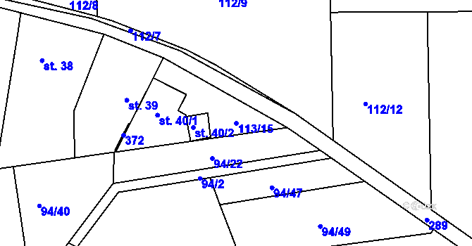 Parcela st. 113/15 v KÚ Dolínek, Katastrální mapa