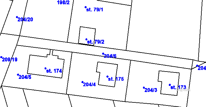 Parcela st. 204/6 v KÚ Dolínek, Katastrální mapa