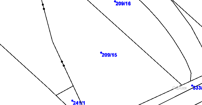Parcela st. 209/15 v KÚ Dolínek, Katastrální mapa