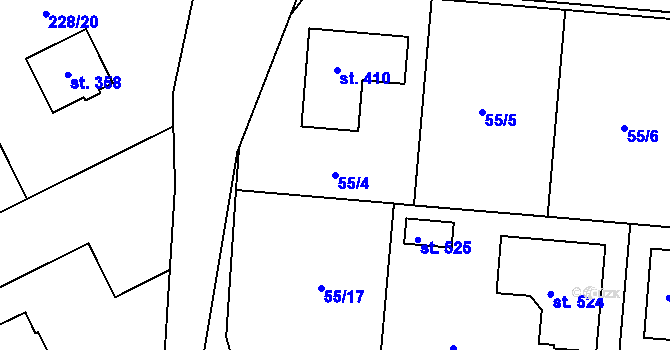 Parcela st. 55/4 v KÚ Dolínek, Katastrální mapa
