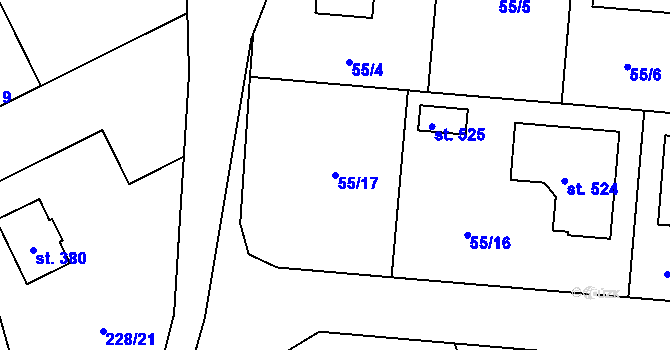 Parcela st. 55/17 v KÚ Dolínek, Katastrální mapa