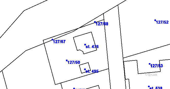 Parcela st. 476 v KÚ Dolínek, Katastrální mapa