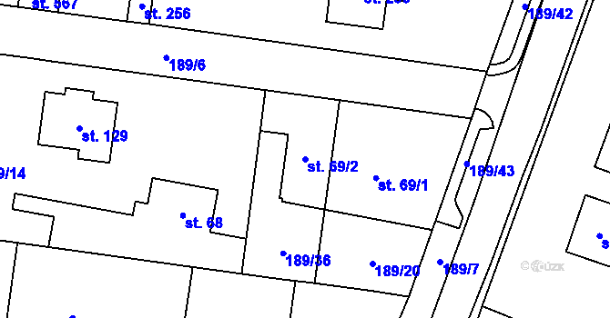 Parcela st. 69/2 v KÚ Dolínek, Katastrální mapa