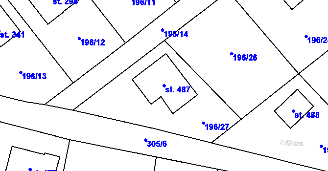 Parcela st. 487 v KÚ Dolínek, Katastrální mapa