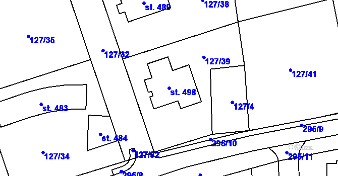 Parcela st. 498 v KÚ Dolínek, Katastrální mapa