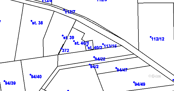 Parcela st. 40/2 v KÚ Dolínek, Katastrální mapa