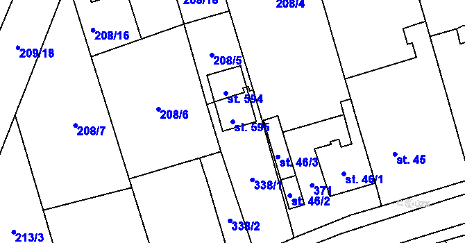 Parcela st. 595 v KÚ Dolínek, Katastrální mapa