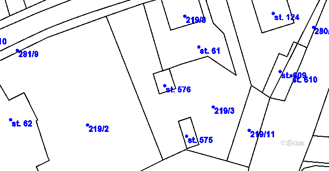 Parcela st. 576 v KÚ Dolínek, Katastrální mapa