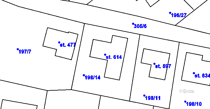 Parcela st. 614 v KÚ Dolínek, Katastrální mapa