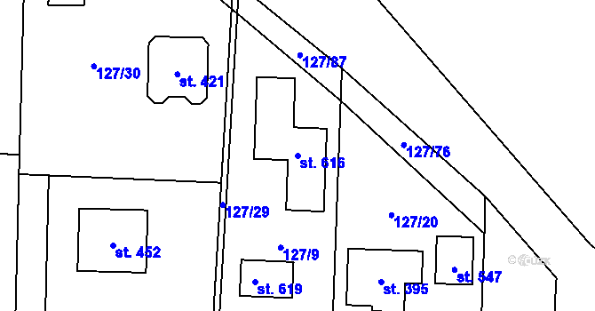 Parcela st. 616 v KÚ Dolínek, Katastrální mapa