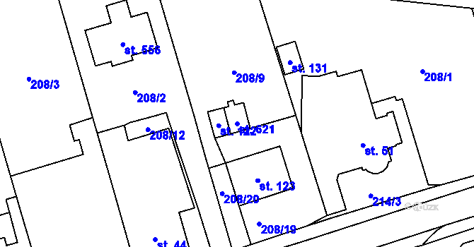 Parcela st. 621 v KÚ Dolínek, Katastrální mapa