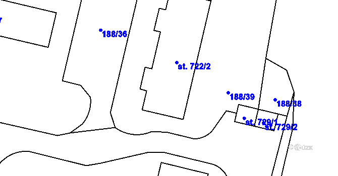 Parcela st. 722/3 v KÚ Odolena Voda, Katastrální mapa
