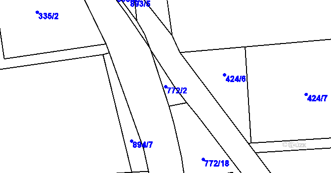 Parcela st. 772/2 v KÚ Odolena Voda, Katastrální mapa