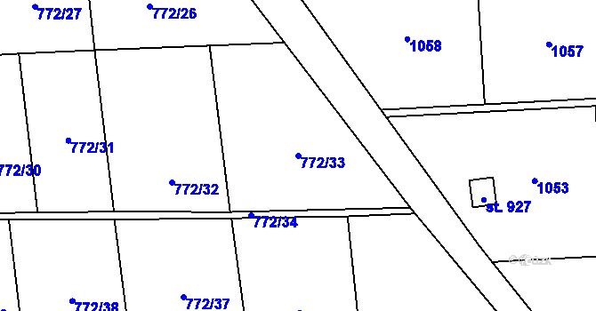 Parcela st. 772/33 v KÚ Odolena Voda, Katastrální mapa