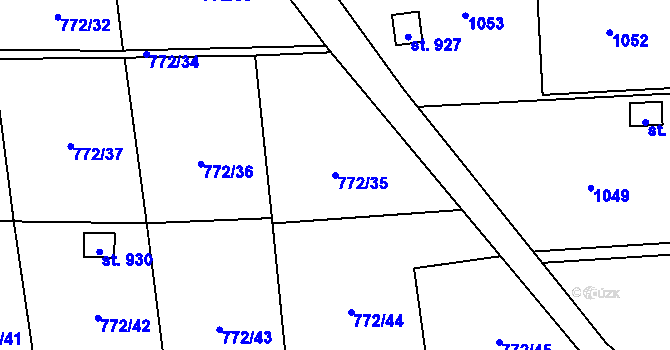 Parcela st. 772/35 v KÚ Odolena Voda, Katastrální mapa