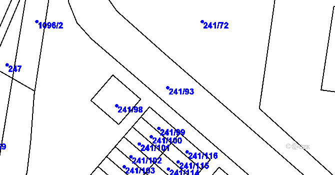 Parcela st. 241/93 v KÚ Odolena Voda, Katastrální mapa