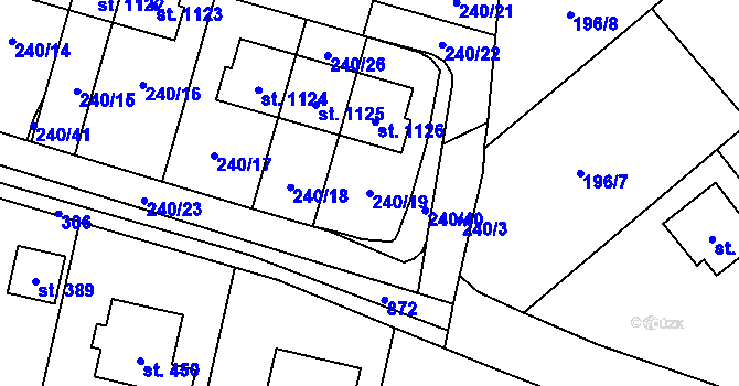 Parcela st. 240/19 v KÚ Odolena Voda, Katastrální mapa