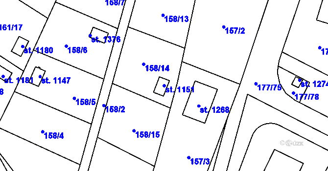Parcela st. 1151 v KÚ Odolena Voda, Katastrální mapa