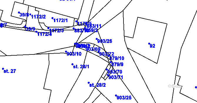 Parcela st. 903/72 v KÚ Odolena Voda, Katastrální mapa