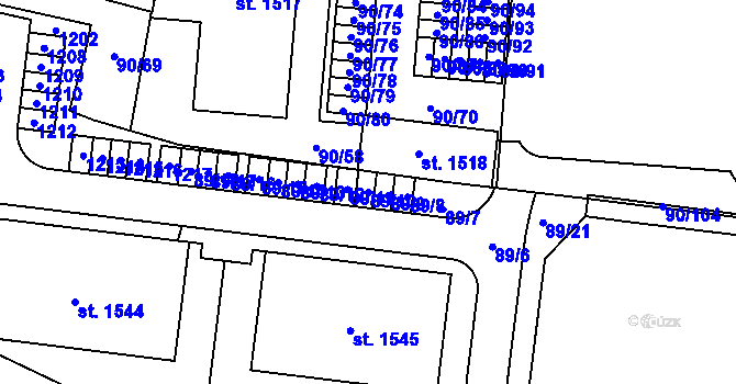 Parcela st. 89/10 v KÚ Odolena Voda, Katastrální mapa